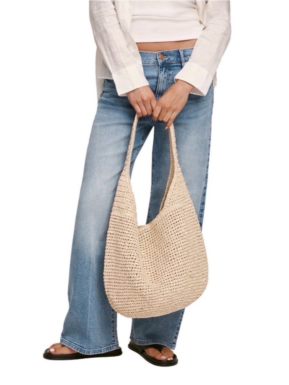 Banana Republic Natural Raffia Tote Bag
